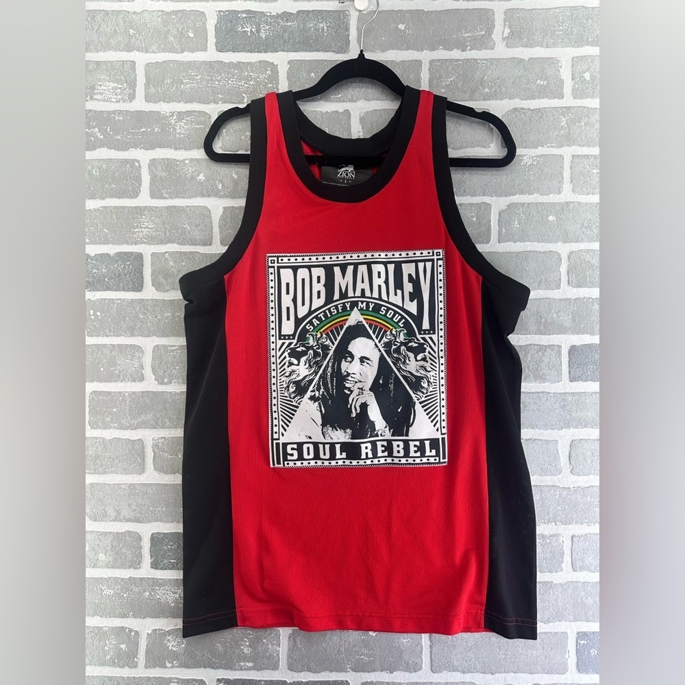 Zion Bob Marley Soul Rebel One Love Red Black Basketball Jersey Size Large